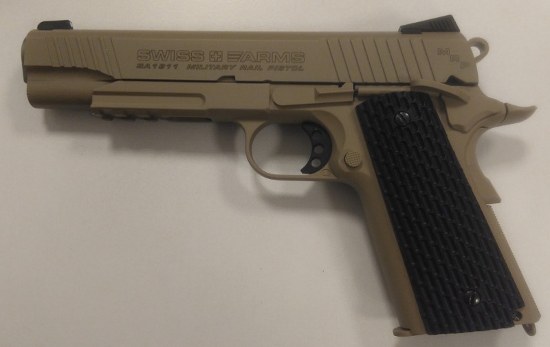пистолет пневм Cybergun Swiss Arms SA1911 Military Rail Pistol, к.4,5мм, металл, блоубэк купить по оптимальной цене,  доставка по России, гарантия качества