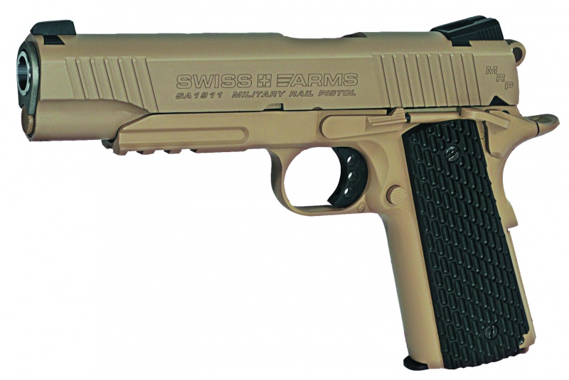 пистолет пневм Cybergun Swiss Arms SA1911 Military Rail Pistol, к.4,5мм, металл, блоубэк купить по оптимальной цене,  доставка по России, гарантия качества