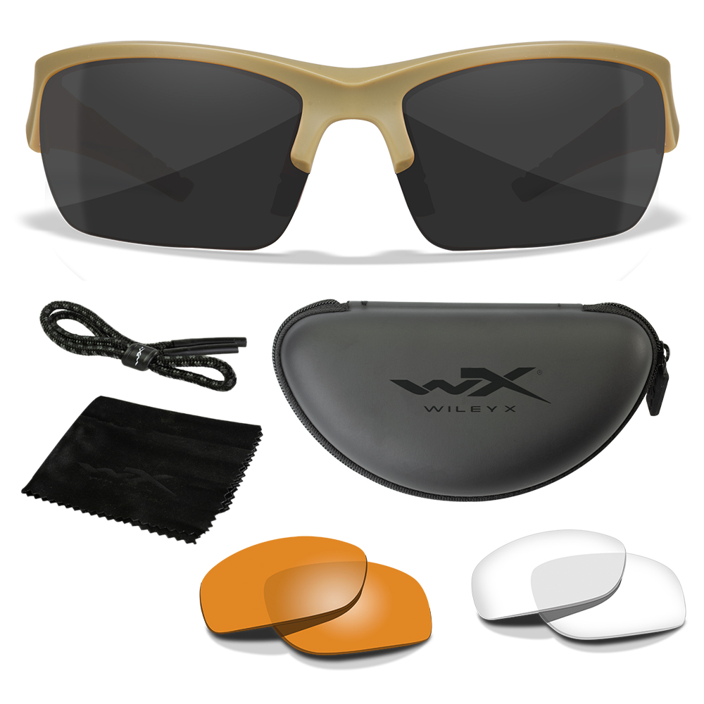 Очки защитные Wiley X WX VALOR (Frame Matte Tan, Lens Clear + Grey + Rust) купить по оптимальной цене,  доставка по России, гарантия качества
