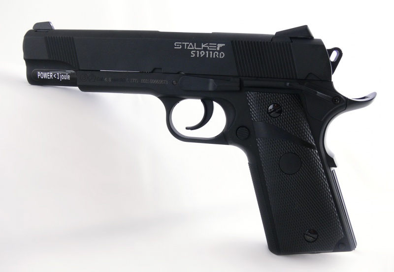 Пистолет пневм. Stalker S1911RD (аналог Colt 1911) к.4,5мм, металл-пласт,120м/с, блоубэк,черный. купить по оптимальной цене,  доставка по России, гарантия качества